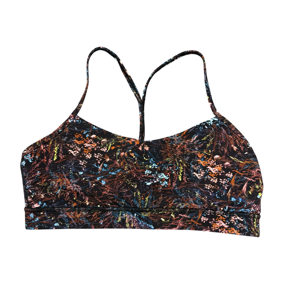 Lululemon Flow Y Bra Foliage Overlay Multi Color Women's 12 Sports